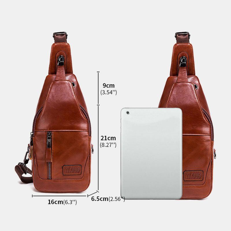 Miesten Aitoa Nahkaa Oleva Rintalaukku Olkalaukku Crossbody Bag First Layer Trend -muotilaukku