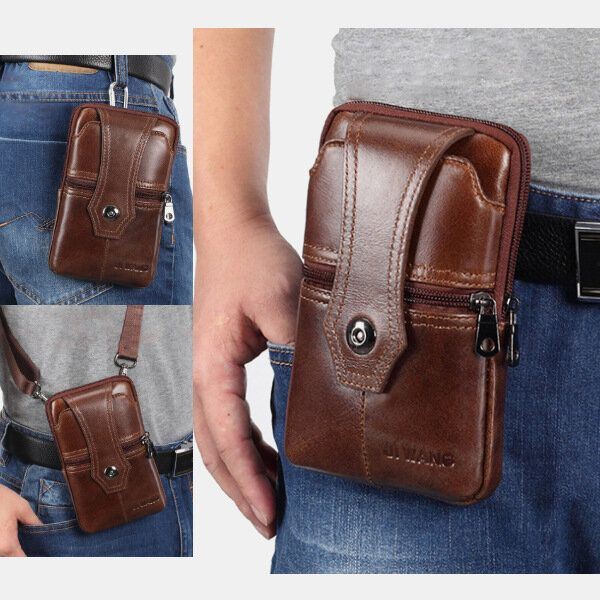 Miesten Aitoa Nahkaa Oleva Vyöpuhelinlaukku Rento Crossbody-laukku Olkalaukku