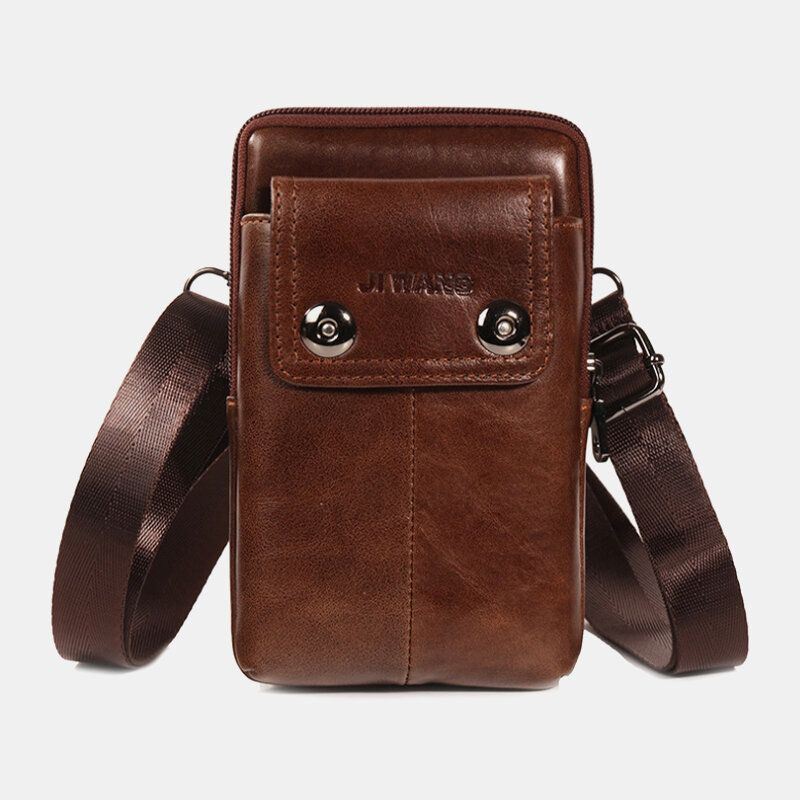 Miesten Aitoa Nahkaa Oleva Vyöpuhelinlaukku Rento Crossbody-laukku Olkalaukku