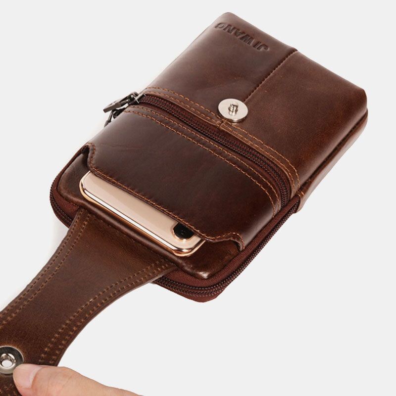 Miesten Aitoa Nahkaa Oleva Vyöpuhelinlaukku Rento Crossbody-laukku Olkalaukku