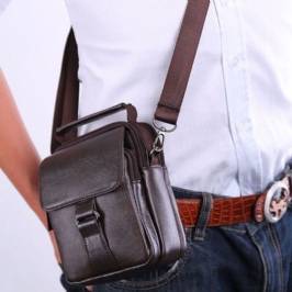 Miesten Aitoa Nahkaa Sisältävä Retrokäsilaukku Rento Vyötärölaukku Cross Body Bag