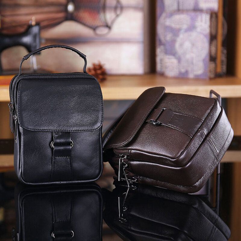 Miesten Aitoa Nahkaa Sisältävä Retrokäsilaukku Rento Vyötärölaukku Cross Body Bag