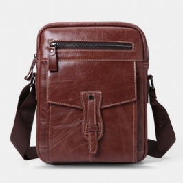 Miesten Aitoa Nahkaa Suuri Kapasiteetti Vintage Business Crossbody Laukku Olkalaukku