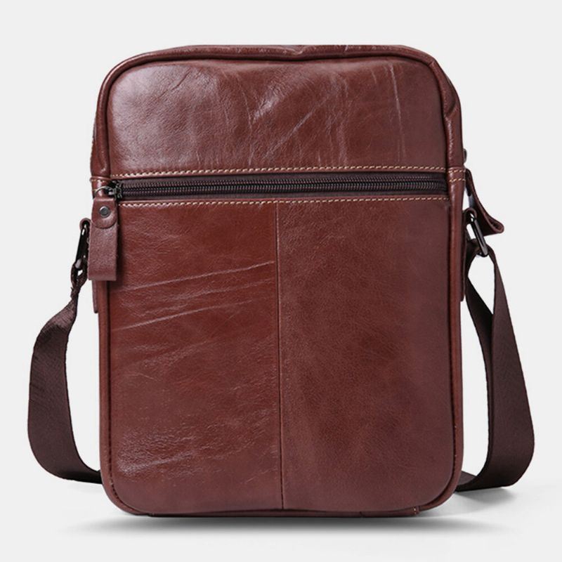 Miesten Aitoa Nahkaa Suuri Kapasiteetti Vintage Business Crossbody Laukku Olkalaukku