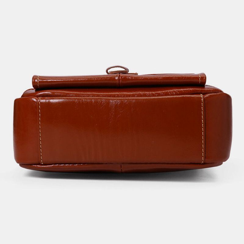 Miesten Aitoa Nahkaa Suuri Kapasiteetti Vintage Business Crossbody Laukku Olkalaukku