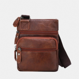 Miesten Aitoa Nahkaa Suuri Tilavuus Vedenpitävä Kulutusta Kestävä Crossbody Laukku