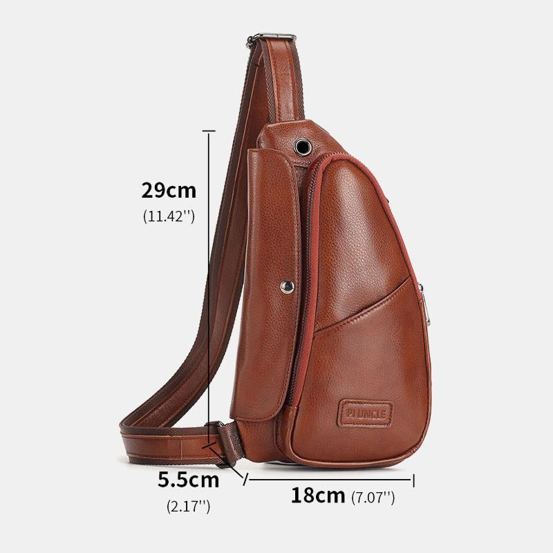 Miesten Aitoa Nahkaa Vintage Ainutlaatuinen Muotoilu Rintalaukku Crossbody Laukku