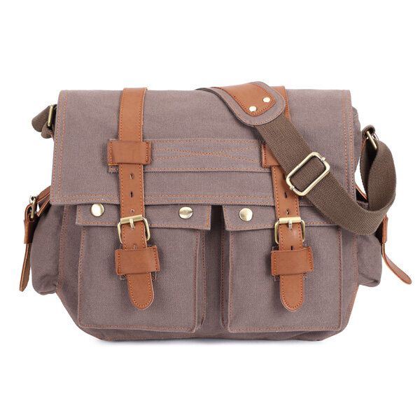 Miesten Canvas Mikrokuituinen Nahka Rento Ulkoilu Messenger Olkalaukku Crossbody