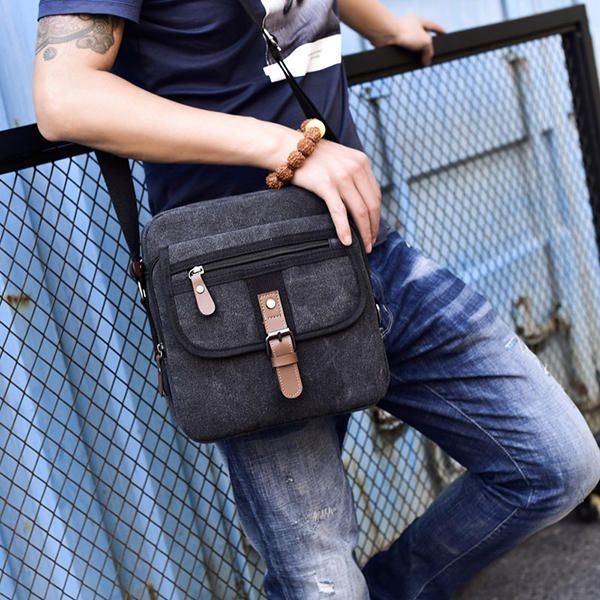 Miesten Canvas Monikäyttöinen Vintage Crossbody Laukku Olkalaukku Rento Liikematkapaketti