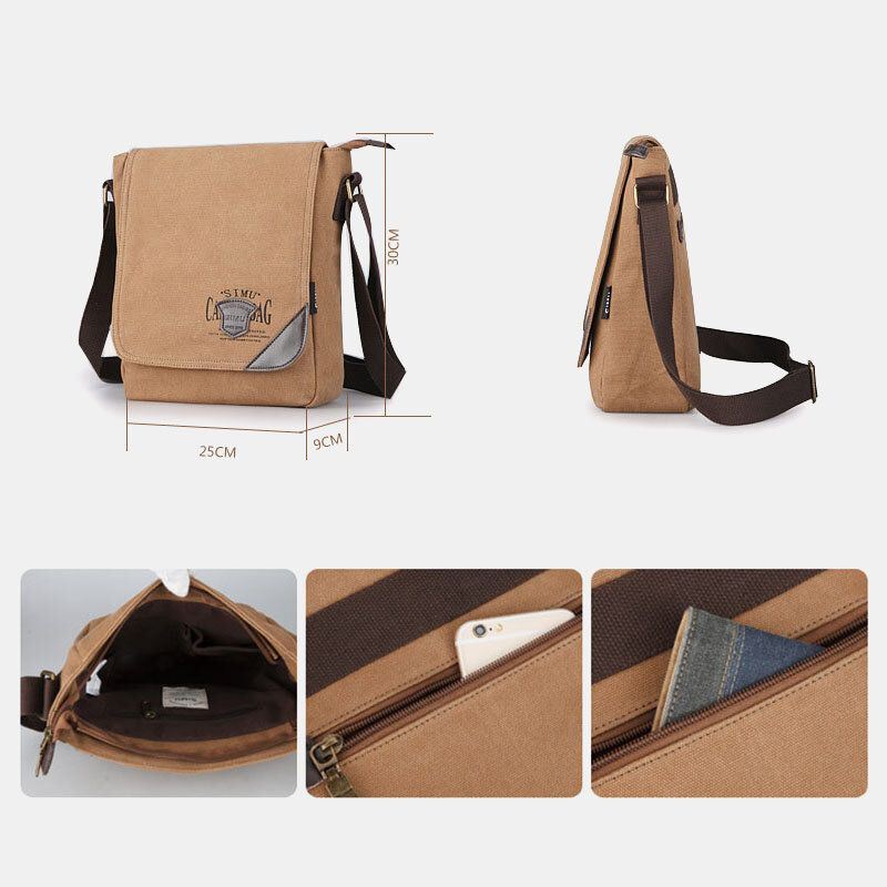 Miesten Canvas Retro Suurikokoinen Olkalaukku Crossbody Bag