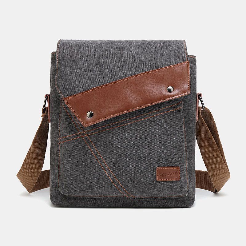 Miesten Canvas Vedenpitävä Monilokeroinen Läpällinen Crossbody Olkalaukku