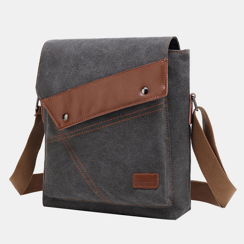 Miesten Canvas Vedenpitävä Monilokeroinen Läpällinen Crossbody Olkalaukku