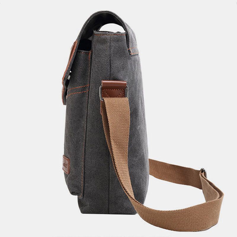 Miesten Canvas Vedenpitävä Monilokeroinen Läpällinen Crossbody Olkalaukku