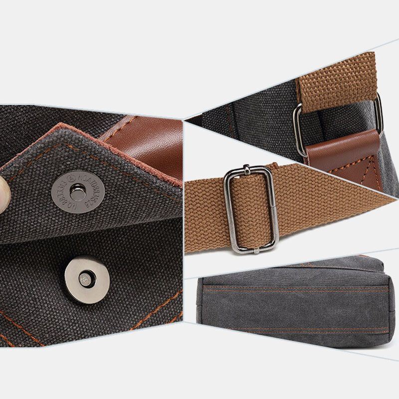 Miesten Canvas Vedenpitävä Monilokeroinen Läpällinen Crossbody Olkalaukku