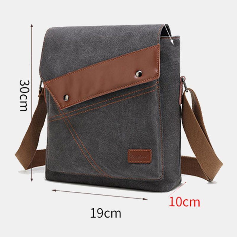 Miesten Canvas Vedenpitävä Monilokeroinen Läpällinen Crossbody Olkalaukku
