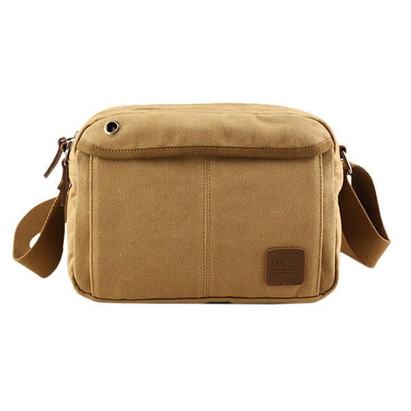 Miesten Canvas Vintage Leisure Crossbody -laukku Kiinteä Vaakasuuntainen Olkalaukku Viikonloppulaukku