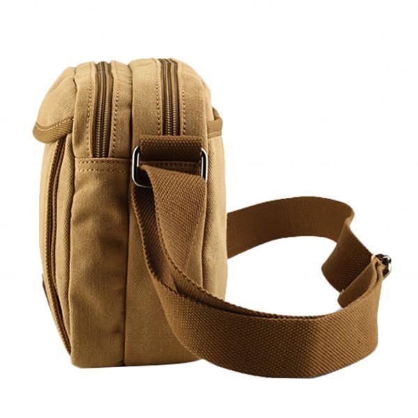 Miesten Canvas Vintage Leisure Crossbody -laukku Kiinteä Vaakasuuntainen Olkalaukku Viikonloppulaukku