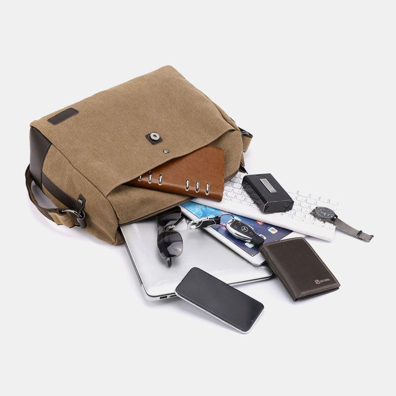 Miesten Canvas Vintage Monitoiminen Suuri Kapasiteetti Crossbody Laukku Rento Olkalaukku