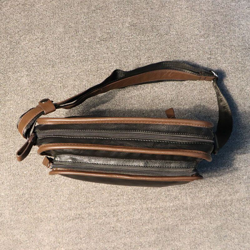 Miesten Casual Pehmeä Nahka Selkä Varkaudenesto Tasku Crossbody Laukut Messenger Olkalaukku
