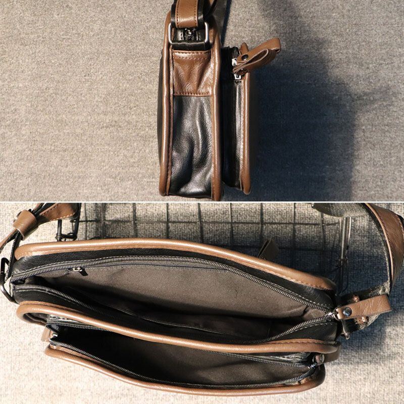 Miesten Casual Pehmeä Nahka Selkä Varkaudenesto Tasku Crossbody Laukut Messenger Olkalaukku