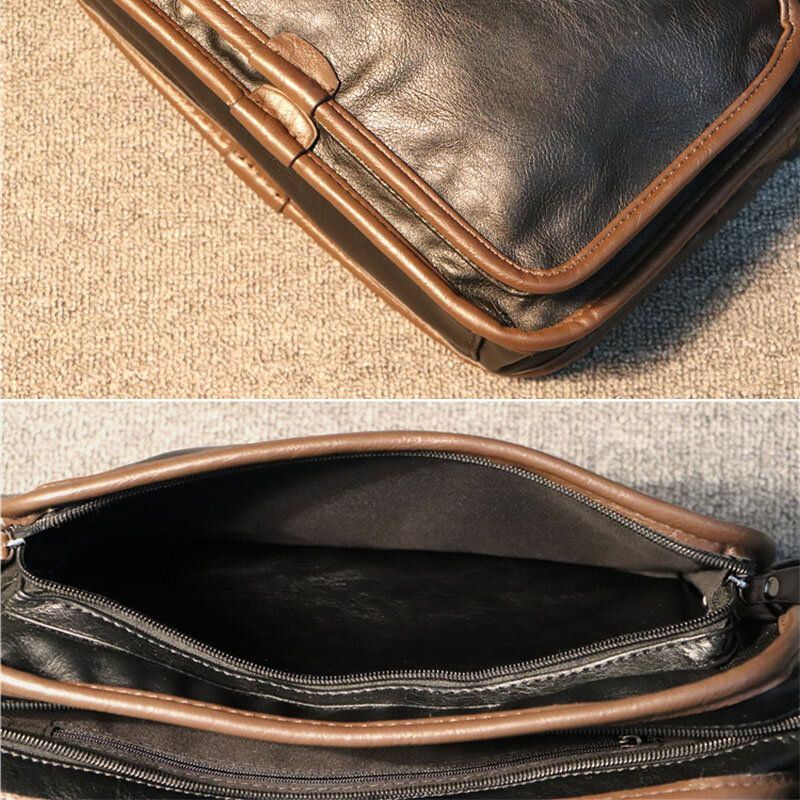 Miesten Casual Pehmeä Nahka Selkä Varkaudenesto Tasku Crossbody Laukut Messenger Olkalaukku
