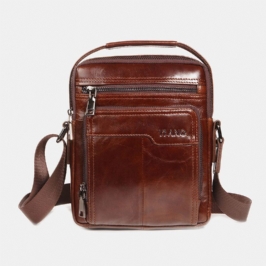 Miesten Ensimmäisen Kerroksen Lehmännahkainen Kaksinkertainen Etutasku 7.9 Tuuman Ipad Mini Messenger Bag Crossbody Bag Opettajan Laukku