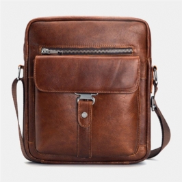 Miesten Ensimmäisen Kerroksen Lehmännahkainen Suuri Tilavuus Crossbody-laukut Vintage-kulumisenkestävä Selkä Varkaudenesto Tasku Olkalaukku