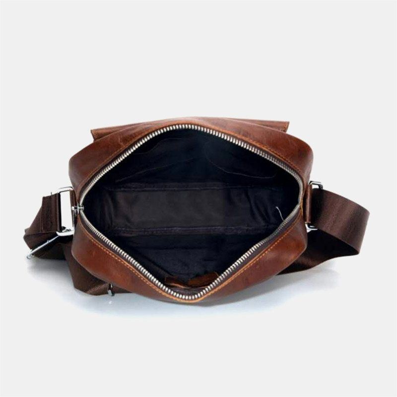 Miesten Ensimmäisen Kerroksen Lehmännahkainen Suuri Tilavuus Crossbody-laukut Vintage-kulumisenkestävä Selkä Varkaudenesto Tasku Olkalaukku