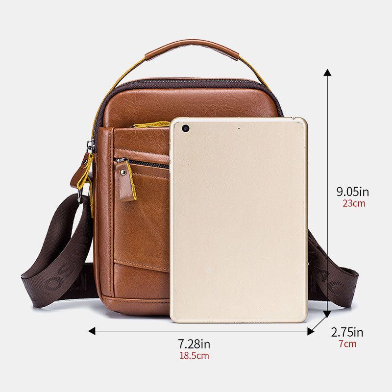 Miesten Ensimmäisen Kerroksen Lehmännahkainen Varkaudenesto Crossbody Laukut Monitoiminen Kulutusta Kestävä Suuren Kapasiteetin Lähettilaukku Käsilaukku
