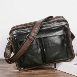 Miesten Kaksikerroksiset Monitaskuiset Crossbody Laukut Muoti Rento Kuulokeaukko Suunnittelu 14 Tuuman Kannettavan Tietokoneen Laukku Olkalaukku
