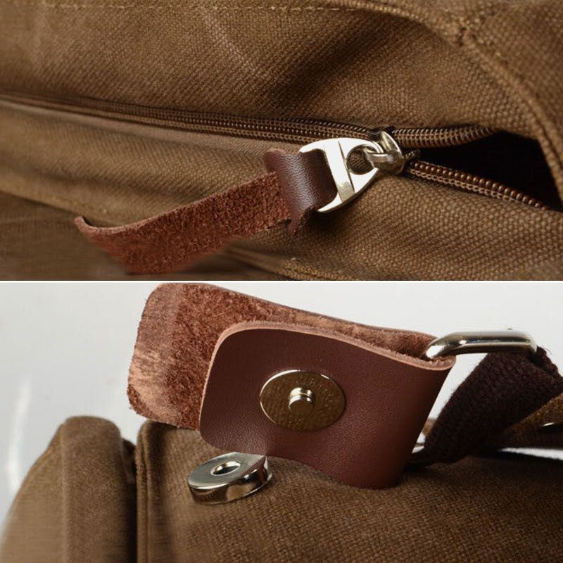 Miesten Kaksinkertainen Etutasku Suuri Tilavuus Crossbody-laukku Retro-kankainen Vaakasuora Yksivärinen Varkaudenesto Olkalaukku