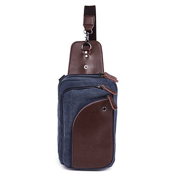Miesten Kangas Nahkaisella Retro Hengittävä Rintalaukku Crossbody Laukku Rento Matka-olkalaukku