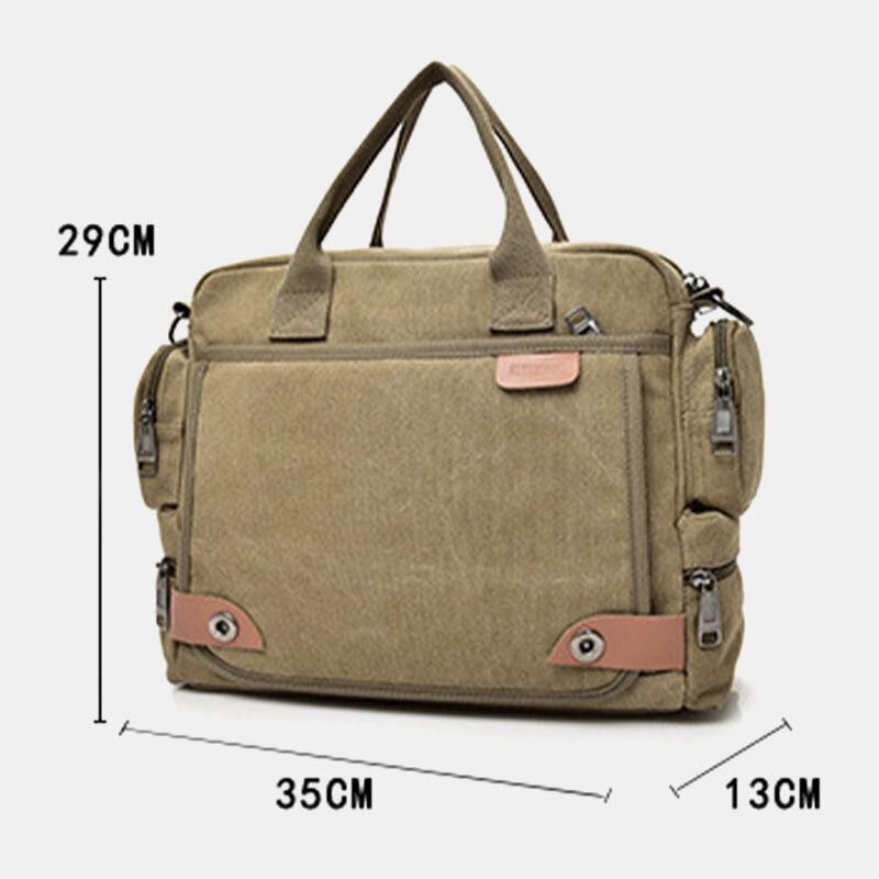 Miesten Kangas Suuri Tilavuus Monitaskuinen Rento 13.3 Tuuman Kannettavan Tietokoneen Laukku Crossbody Laukut Olkalaukun Salkku