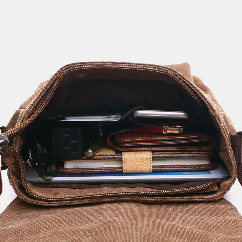 Miesten Kangas Takaosa Varkaudenesto Vetoketjutasku Crossbody Laukut Casual Suuri Tilavuus 6.3 Tuuman Puhelinlaukku Olkalaukku
