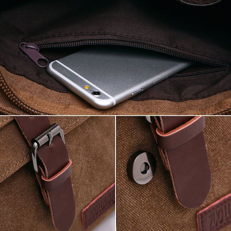 Miesten Kangas Takaosa Varkaudenesto Vetoketjutasku Crossbody Laukut Casual Suuri Tilavuus 6.3 Tuuman Puhelinlaukku Olkalaukku