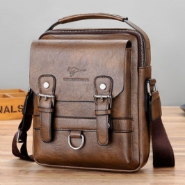 Miesten Keinonahka Rento Vedenpitävä Kulutusta Kestävä Yksivärinen Business Crossbody Laukku