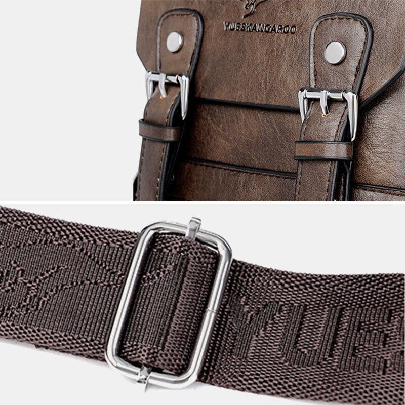 Miesten Keinonahka Rento Vedenpitävä Kulutusta Kestävä Yksivärinen Business Crossbody Laukku