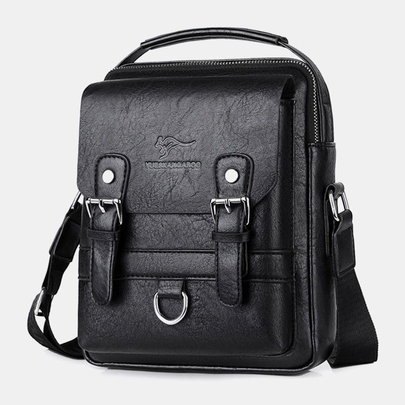 Miesten Keinonahka Rento Vedenpitävä Kulutusta Kestävä Yksivärinen Business Crossbody Laukku