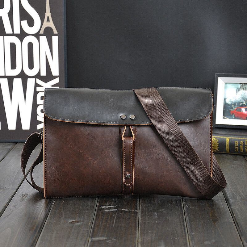 Miesten Keinonahka Retro Business Clutch Laukku Rento Olkalaukku Crossbody Bag