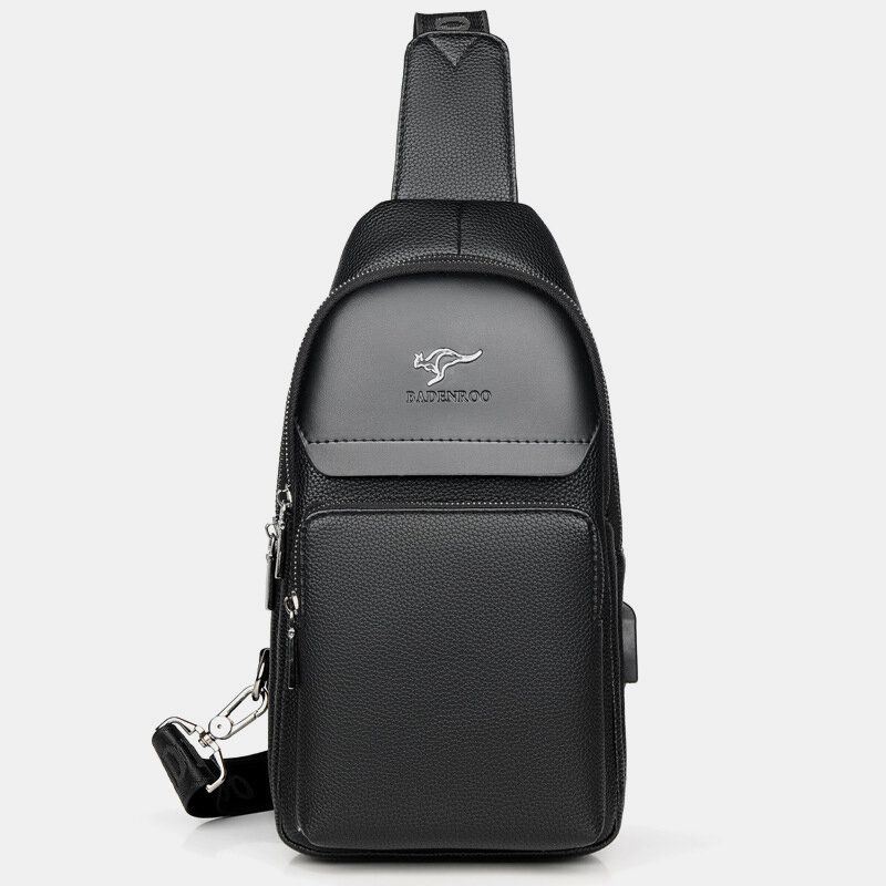 Miesten Keinonahkainen Muoti Rintalaukku Olkalaukku Crossbody Laukku Usb-latausportilla