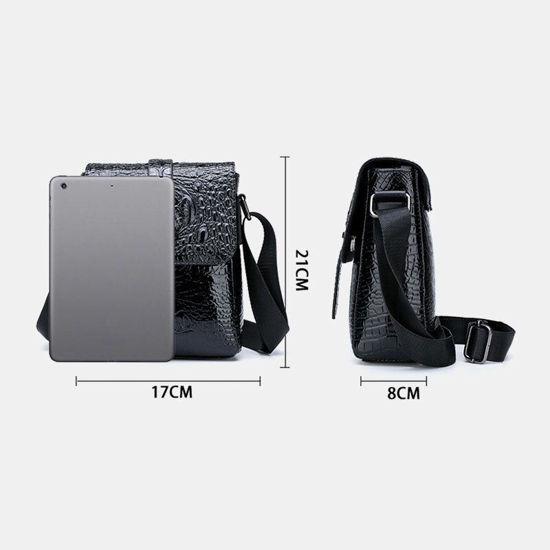 Miesten Krokotiilikuvioinen Hasp Moniosastoinen Ulkoilulaukku Crossbody Bag Opettajalaukku