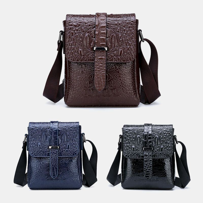 Miesten Krokotiilikuvioinen Hasp Moniosastoinen Ulkoilulaukku Crossbody Bag Opettajalaukku
