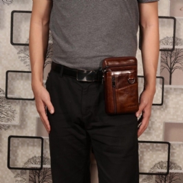 Miesten Lehmännahkainen Monitoimivyötärölaukku Vintage Crossbody -laukku