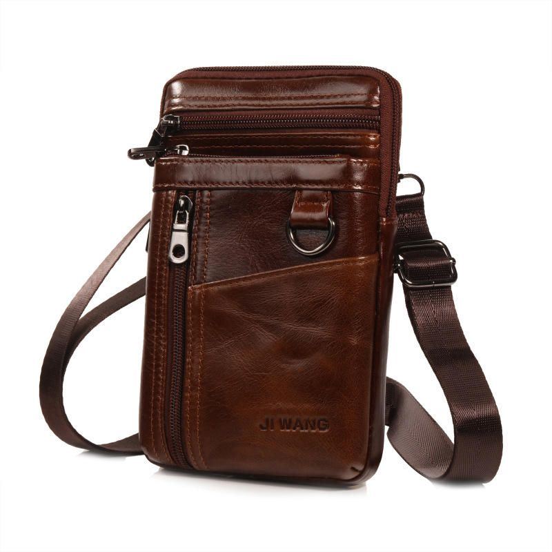 Miesten Lehmännahkainen Monitoimivyötärölaukku Vintage Crossbody -laukku