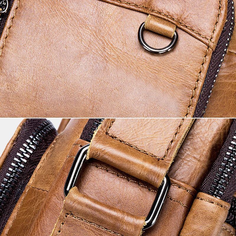 Miesten Monitaskuinen Aito Nahkainen Crossbody Laukut Takaosa Varkaudenesto Taskumuotoilu Kulutusta Kestävä Suurikokoinen Messenger Bag Käsilaukku