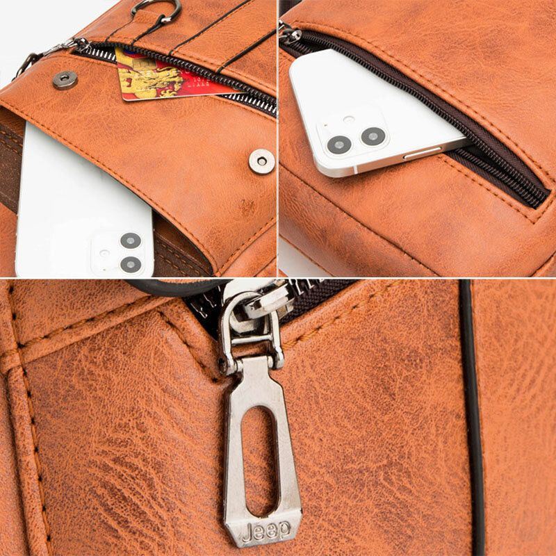 Miesten Monitaskuinen Vedenpitävä Kulutusta Kestävä Crossbody Laukut Retro Suurikokoinen Olkalaukku Käsilaukku