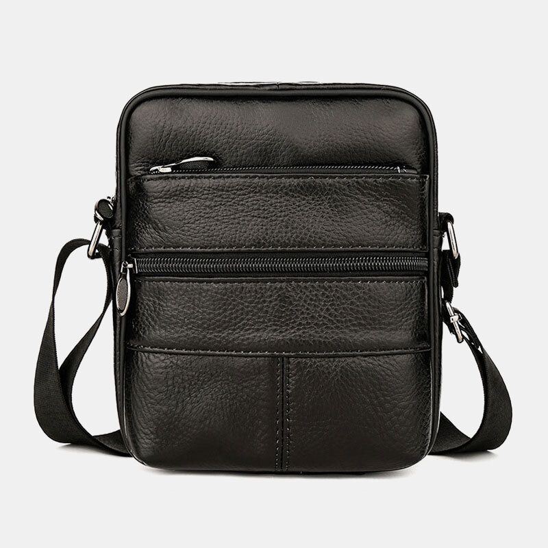 Miesten Monitaskuiset Varkaudenesto Ensimmäisen Kerroksen Lehmännahkaiset Crossbody Laukut Retro Suuri Kapasiteetti Kevyt 6.5 Tuuman Phne Bag Messenger Bag Käsilaukku