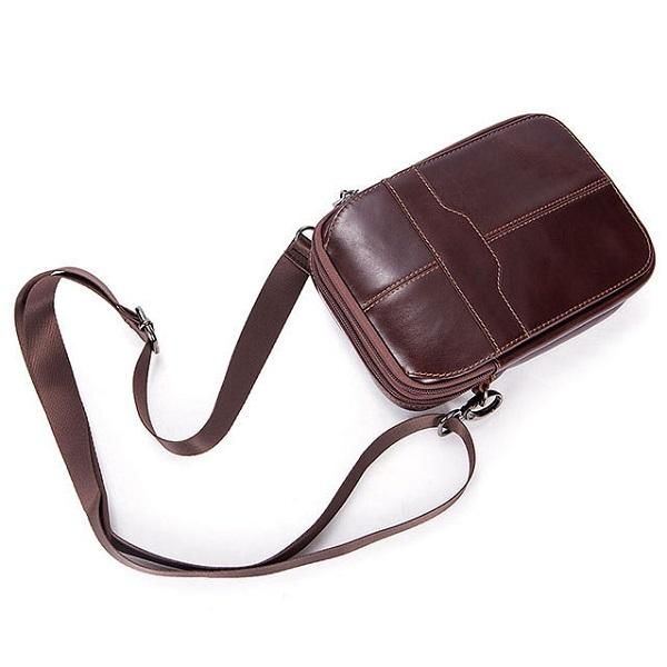 Miesten Naisten Aidosta Nahasta Valmistettu Rento Business Vintage Crossbody -laukku