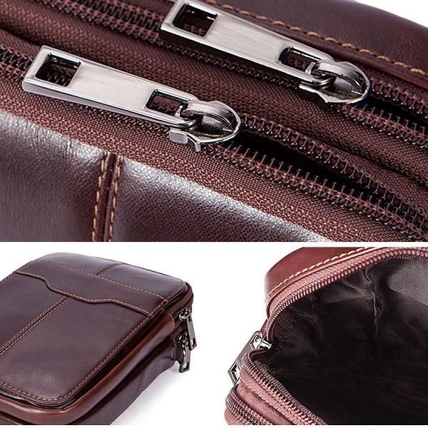 Miesten Naisten Aidosta Nahasta Valmistettu Rento Business Vintage Crossbody -laukku