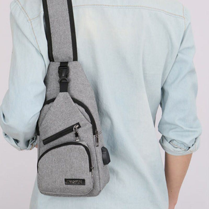 Miesten Oxford Suuren Kapasiteetin Rento Ulkoilu Usb-latausportti Sling Bag Rintalaukku Crossbody Bag